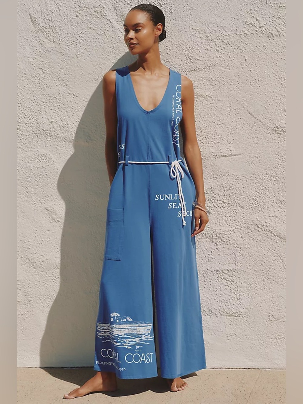✨ NWOT Anthropologie Coral Coast Knit Jumpsuit Sz L - Picture 1 of 6